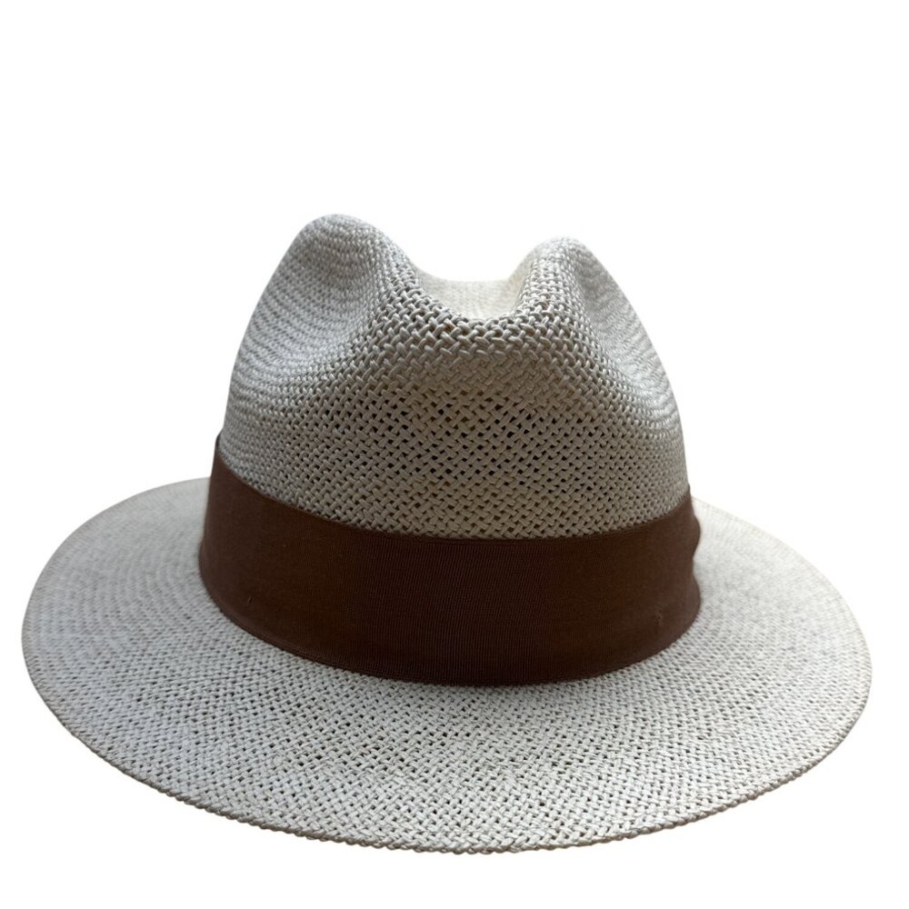 Indiana Jones Authentic Straw Fedora Hat With Brown Band Size Large - Picture 2 of 9
